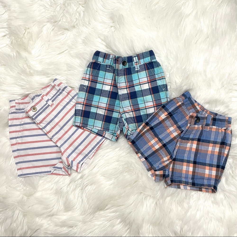 Janie n Jack red blue plaid shorts BUNDLE
